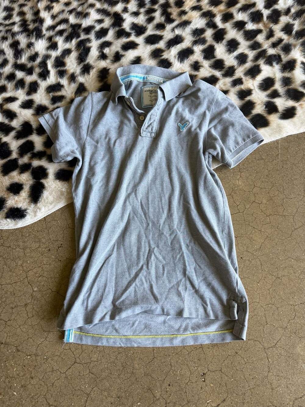 American Eagle Outfitters The Eagle Polo Size S Gray Vintage Fit